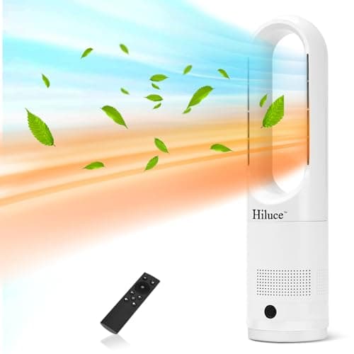 Hiluce All Season Bladeless Fan, 1400W Space Heater & 40W Tower Fan Combo with Remote,25dB Quiet Heater Fan Combo,90° Oscillation,8 Speeds, 9H Timer,Fast Safety Heat for Bedroom, Kitchen, Office 22"