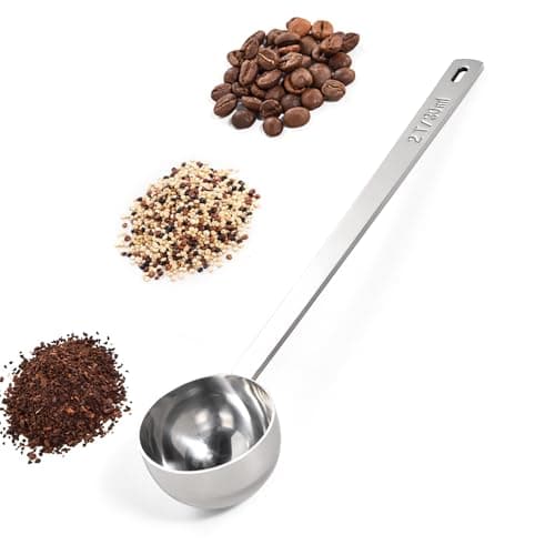 18/8 Stainless Steel Coffee Scoop, Doosu Food-Grade Metal Measuring Spoon with 6.9in Long Handle, Tablespoon Scooper for Coffee Beans, Ground Coffee, Espresso, Protein Powders, Tea, Sugar (2 Tbsp)