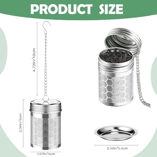 2 Pack Stainless Steel Tea Infusers, Extra Fine Mesh Strainers with Drip Trays, Brew Loose Tea 7