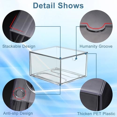 BTSKY Clear 3 x 5 Inch Index Card Storage Drawer Plastic Index Card Box for Office Desk Notecard Box Recipe Flashcards Holder , Recipe Notecard Storage Box Photo Holder Organizer 8