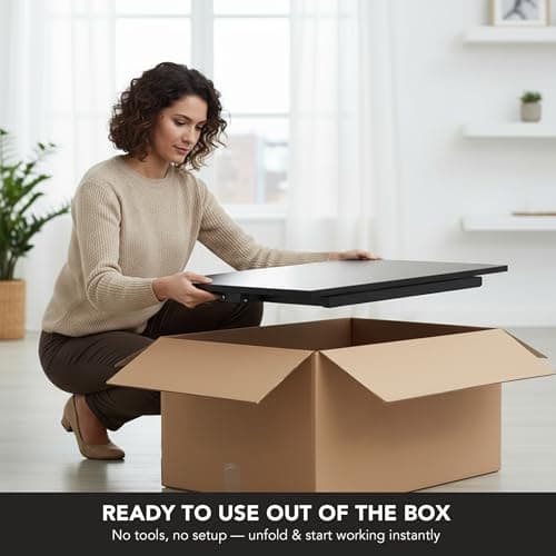 Mount-It! Standing Desk Converter 32" x 22" – Sit Stand Desk Riser with Gas Spring Lift, Slim 2.5" Low Profile, Height Adjustable Desktop Workstation, Preassembled Sit-Stand Solution for Home & Office 5