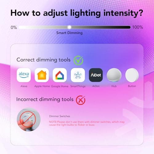 OREiN Matter Smart Light Bulb, Smart Light Bulbs Work with Apple Home, Alexa, Google Home, SmartThings, A19 Color Changing Light Bulbs 2.4Ghz WiFi, 800 Lumens Equivalent 60W 6Pack 6