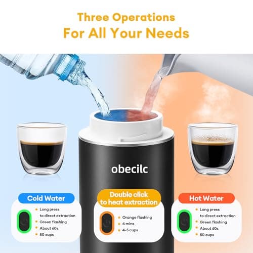 obecilc 3 In 1 Portable Coffee Maker for Travel, 20 Bar Portable Espresso Machine with USB,Travel Coffee Maker Self-Heating, Compatible with Ground Coffee & Capsule for Hiking,Office,RV（Black） 5