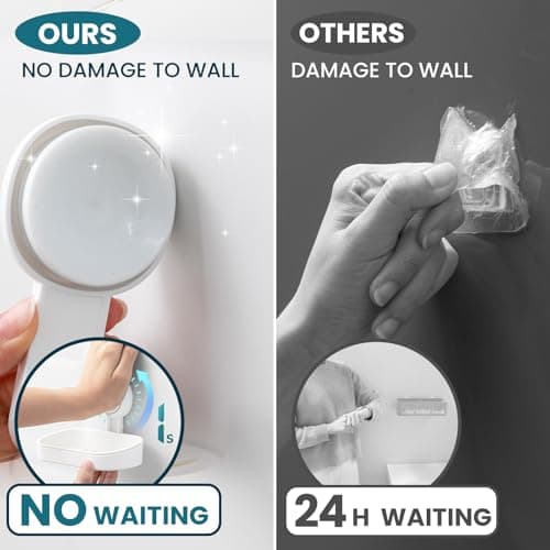 TAILI Soap Holder Soap Dish for Shower, Suction Cup Soap Holder for Shower Wall, Bathroom Accessories, Removable Strong Hold Soap Saver, Drill Free, White 9