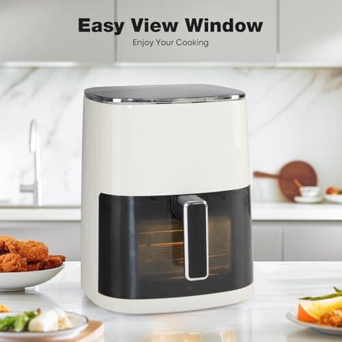 OLIXIS Air Fryer 6 Quart with Window Square Air Fryer 12-in-1 Air Fry, Roast, Reheat, Dehydrate, Bake, Steam, Fries, Custard, Chicken, Wings, Sea Food, Vegetabels,400F Beige 9