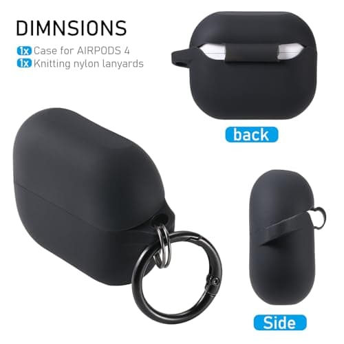 Maxjoy for Apple Airpods 4th Generation Case Cover(2024), Silicone Case with Cleaner Kit & Keychain Compatible Compatible with Airpods 4 case for Women,Men(Black) 6