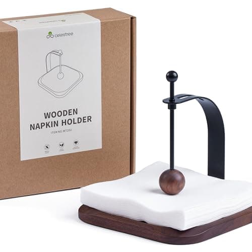 Celestree Napkin Holder for Table - Wooden Cocktail Napkin Holder Weighted Windproof, North American Walnut Napkin Holders for Paper Napkins, Handcrafted for Kitchen Bar Outdoor Party（Gift Ready） 8