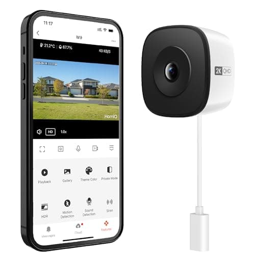 HOMIQ LIFE Window Security Camera 3MP 2K, Indoor WiFi Cameras 2.4GHz/5GHz with Colorvue AI Color Night Vision, Person Detection with Auto-Focus, 24/7 Recording Compatible with Alexa & Google Home