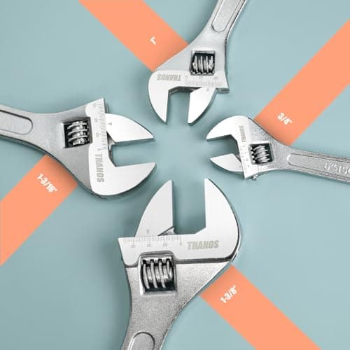 THANOS 4-Piece Adjustable Wrench Sets,Adjustable Spanner Wrench Set,CR-V Steel,Chrome-Plated,6-8-10-12inch with Roll-Up Bag 6