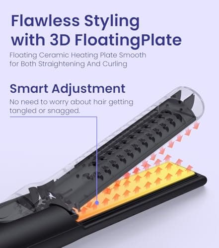 Micobelle 360° Cool Air Vents Airflow Styler Curling Iron for Short Hair - 1 Inch Ceramic Tourmaline Ionic Flat Iron Hair Straightener and Curler 2in1 (Black) 6