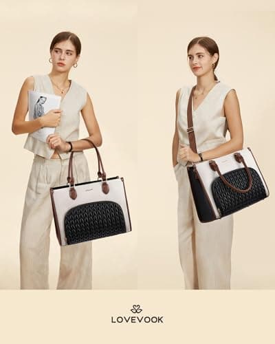 LOVEVOOK Lunch Tote Bag for Women, 3 in 1 Work Bag with Insulated Lunch Compartment, 15.6 Inch Laptop Tote Bag for Teacher, Nurse, Business, Office 2