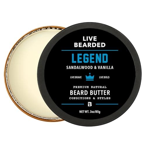 Live Bearded Beard Butter, 3 fl oz - Made in the USA - All-Natural Leave-in Conditioner and Softener with Shea | Legend Scent - Sandalwood, Vanilla