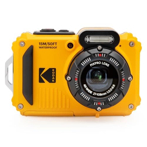 KODAK PIXPRO WPZ2 Waterproof Digital Camera, 16MP with 4X Optical Zoom, Shockproof, Dustproof, 1080p Video, Wi-Fi, Waterproof to 50ft, Yellow