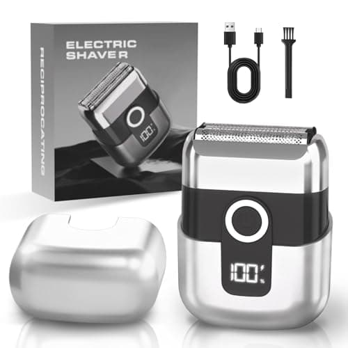 LYRSLF Electric Foil Shavers for Men: Mini Electric Razor, Foil Shaver for Face, IPX7 Waterproof Wet Dry Cordless Razor with 3 Floating Blades, LED Display for Travel & Home, USB Type C