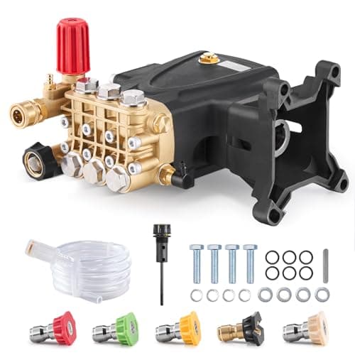 VEVOR Pressure Washer Pump, 1" Shaft Horizontal Triplex Plunger, 4000 PSI, 4.0GPM, Replacement Power Washer Pumps Kit with 5 Nozzles, Compatible with Simpson MorFlex 40224, 40225, 40226, Santoprene