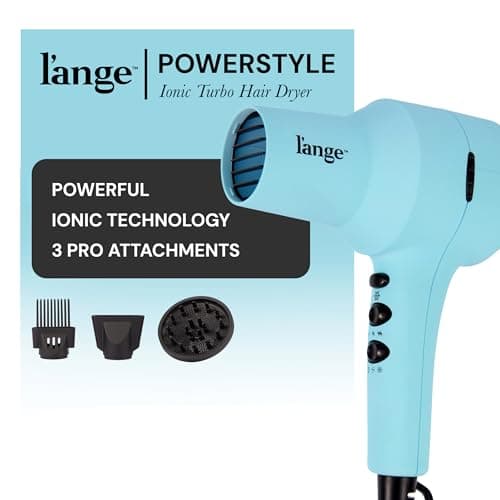 L'ANGE HAIR PowerStyle Turbo Ionic Hair Dryer | 1875 Watt Professional Blow Dryer with Diffuser & Concentrator | Multiple Heat & Speed Settings for Fast Drying | Salon-Grade Styling Tools, Blue 2
