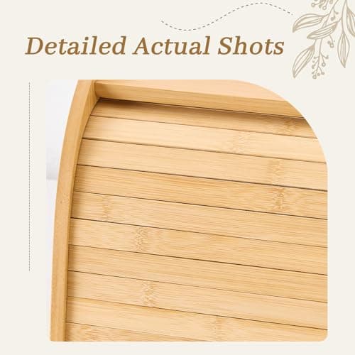 Kitsanery Bread box for kitchen countertop, Bamboo bread storage, Roll-Top bread container, Farmhouse bread holder for homemade bread (single layer) 8