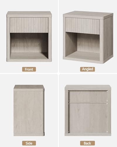 SICOTAS Night Stand Nightstand with Drawer Storage Fluted Bed Side Table End Table Large Modern Wide Bedside Stand Mid Century Night Stands for Bedroom Living Room Sofa Couch Home Office, White Alder 8