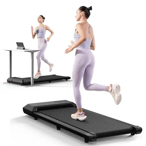 DeerRun Walking Pad 2 in 1 Under Desk Treadmill, 2.5HP Low Noise Walking Pad Running Jogging Machine with Remote Control for Home Office, Lightweight Portable Desk Treadmill Installation Free