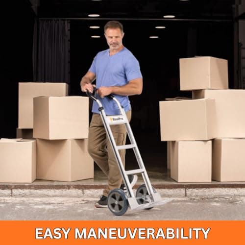 HaulPro Heavy Duty Hand Truck with Horizontal Loop Handle - Aluminum Dolly Cart for Moving - 500 Pound Capacity - 10" Rubber Wheels - 50.25" H x 17.5" W with 17.75" x 9" Die Cast Nose Plate 5
