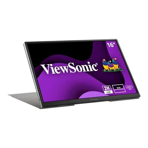 ViewSonic VG1656-2K 16 Inch WQXGA 1600p IPS Portable Monitor with 2 Way Powered 65W USB C, and Smart Cover with Built-in Stand