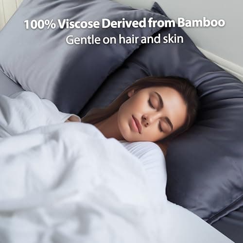 2 Pack Cooling Pillow Cases,Viscose Derived from Bamboo Pillow Protectors King Size Set of 2, 400 Thread Count Soft Silky Breathable Summer Pillow Cover with Zipper Hidden (2PCS, Darkgrey, King) 6