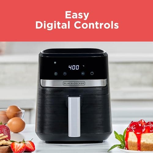 BLACK+DECKER Purifry 2QT Air Fryer, Crispy Deep Fried Taste without the Fat, Plus Bake, Dehydrate, and Keep Food Warm, Digital Touchscreen and Auto Shut-Off 6