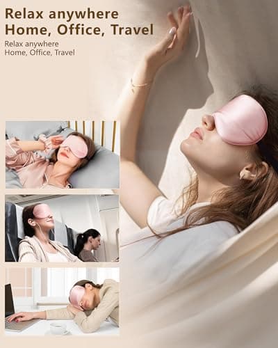 BLSSNZ Silk Sleep Mask for Women - Soft Breathable Organic Natural Mulberry Silk Fabric Blackout Eye Mask for Sleeping with Adjustable Straps No Pressure Eye Mask for Travel Essentials Gifts (Pink) 4