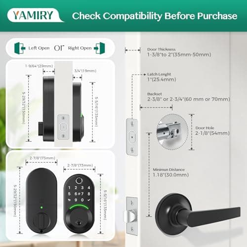 Smart Deadbolt Door Lock with Keypad:Yamiry Fingerprint Keyless Entry Deadbolt,Digital Smart Locks for Front Door,Electronic Code,Easy Installation 6