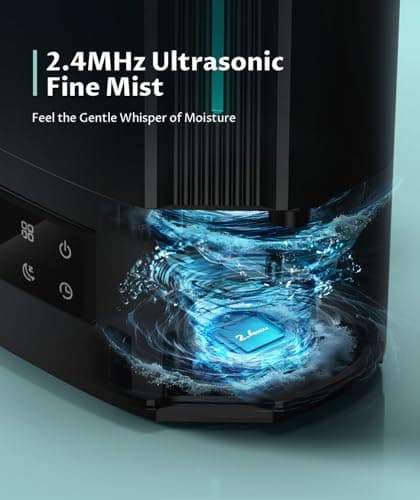 BREEZOME 6L Humidifiers for Bedroom Large Room & Essential Oil Diffuser, Ultrasonic Top Fill Cool Mist Humidifiers for Baby, Plants, Nursery Last up to 60 Hours, Smart Humidistat Control, Quiet, Black 8