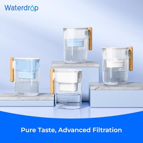Waterdrop Alkaline Chubby 10-Cup Large Water Filter Pitcher with 1 Filter, Healthy, Clean & Toxin-Free Mineralized Alkaline Water (100 Gallons), Up to PH 9.5, BPA Free 9