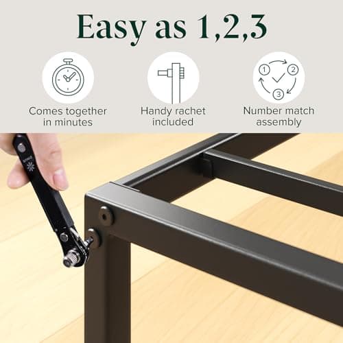 Zinus Lorelei 14 Inch Metal Platform Bed Frame, Steel Slat Support, No Box Spring Needed, Eco Friendly WonderBox(TM) Packaging, 12.4” Underbed Storage, Easy Assembly, Black, Twin 7