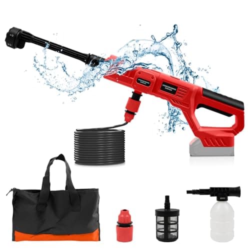 FormiPow Cordless Pressure Washer for Mliwaukee 18V Battery, 21000RPM Portable Handheld Power Washer with 6-in-1 Nozzle & Foam Cannon, Ideal for Car, Fence, Floor, Wall Cleaning (Battery Not Included)