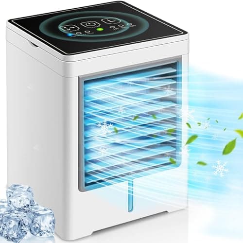 Portable Air Conditioners, Personal Evaporative Air Cooler with 3 Wind Speeds Touch Screen Small Air Conditioner Fan, Desktop Cooling Fan for Room, Bedroom, Office, Camping