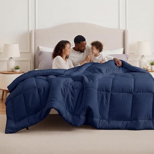 Bedsure Comforter Duvet Insert - Quilted Comforters Oversized King, All Season Duvet, GentleSoft Down Alternative Bedding, with 8 Tabs, Gifts for Women/Men, Navy Blue, Oversized King 116 x 98 Inches