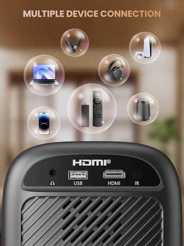 [Electric Focus] GROVIEW Mini Projector Bluetooth, Fully Sealed Portable Projector, 75% Zoom & Low Noise, Movie Projector for Phone/Laptop/Stick/HDMI/USB-Gray 7