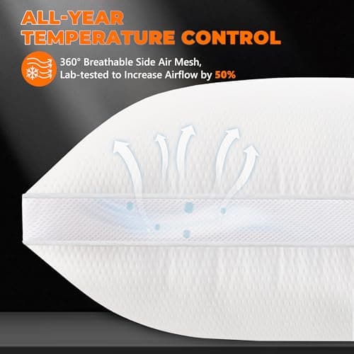 AIAEL Bed Pillows for Sleeping Firm and Soft Queen Size Set of 2, Supportive & Comfortable Down Alternative Pillow, Luxury Hotel Gusseted Pillows for Side and Back Sleepers 5