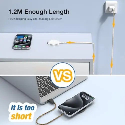 for MagSafe Charger: Magnetic Wireless Charging Pad for iPhone 17 16 15 14 13 12 Series & AirPods 4-2 Pro, Strong Magnet, Aluminum Alloy, USB-C/A Ports, Ultra-Thin & Portable, Ideal for Desk & Bedside 7