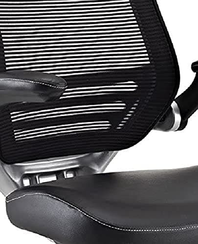 Modway Edge Mesh Back and White Vinyl Seat Office Chair With Flip-Up Arms - Computer Desks in Black 16