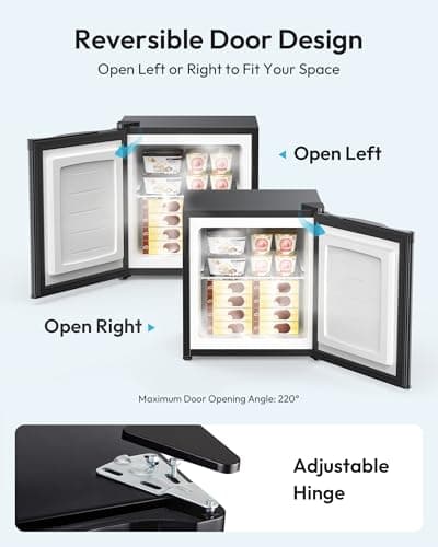EUHOMY 1.1 Cubic Feet Mini Freezer, Countertop, Single Door Compact Upright Freezer with Reversible Door, Removable Shelves, Small freezer for Home/Dorms/Apartment/Office, New Black 7