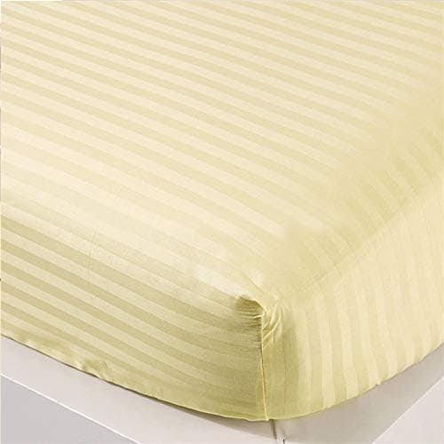 Lasin Bedding Luxury Super Soft 100% Cotton, Stripe, Fitted Sheet, Full 54" x 75", 12" Drop, Ivory 2