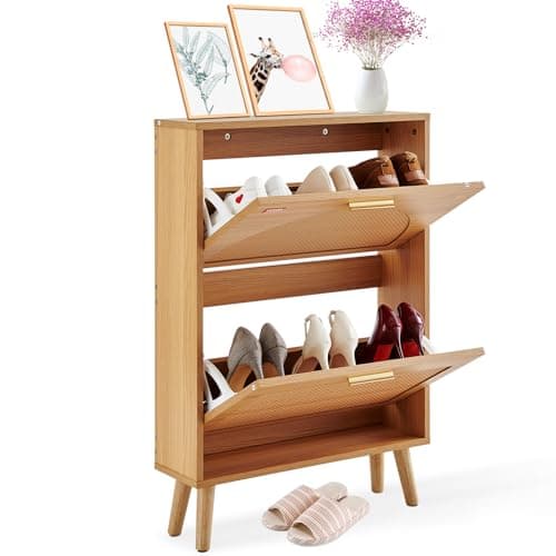 VEVOR Shoe Storage Unit with 2 Hinges Large Capacity Particle Board Shoe Rack for Heels Boots Hallway Hallway Living Room 60 x 17 x 88 cm