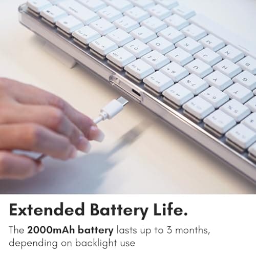 Macally Wireless Mechanical Keyboard for Mac | Compatible Bluetooth Apple Keyboard (75% Size, Blue Tactile Switches) Compact, Multi Device, Backlit for MacBook Pro/Air, iMac, Mac mini/Pro 6