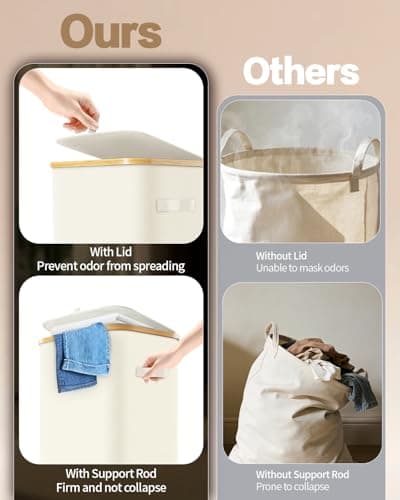 Laundry Hamper with Wheels, 75L Large Clothes Hamper with Removable Inner Bag, Collapsible Dirty Clothes Basket for Dorm, Rolling Dirty Clothes Basket for, Bedroom, Bathroom, Laundry Room 6