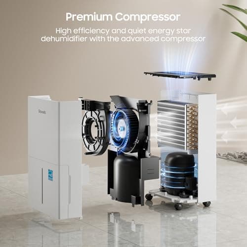 4500 Sq.ft Energy Star Dehumidifier for Home Basement, Glowells 52 Pints Large Room Dehumidifier with Drain Hose & Water Tank 0.58 Gal, Dehumidifiers with Smart Humidity Control, Auto Defrost 5