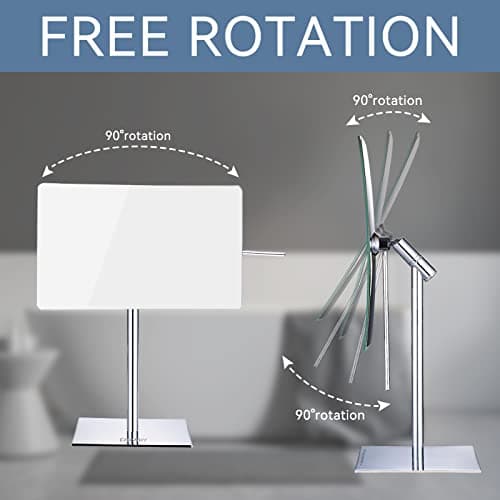 DOWRY 5X Tabletop Magnifying Makeup Mirror Adjustable Rectangular Vanity Mirror for Bedroom 304 Stainless Steel Gifts for Women Wife Mom Teengirls Polished Chrome 5