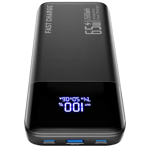 2026 Laptop Portable Charger Power Bank, 26800mAh 65W Compact USB C Laptop Power Bank, PD QC Fast Charging 3-Output Battery Pack for MacBook iPad Tablet Steam Deck iPhone 17 16 15 14 Samsung S24