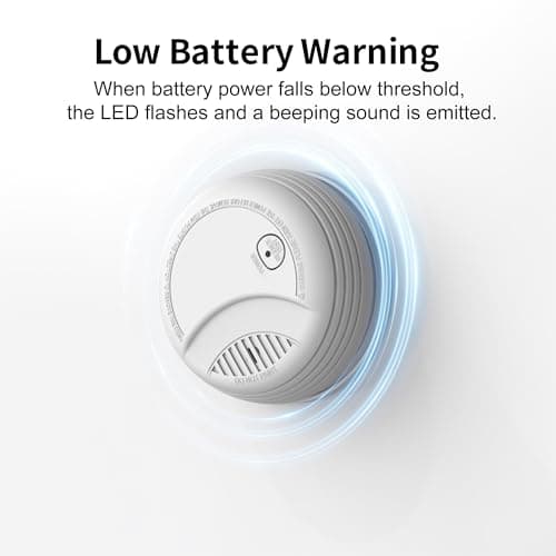 Fire Alarms Smoke Detectors, Photoelectric Sensor Smoke Alarm Battery Operated, Fire Alarm with Test Button & Low Battery Signal, LED Warning Light 85 dB Alarm Sound for Bedroom and Home, 1 Pack 6