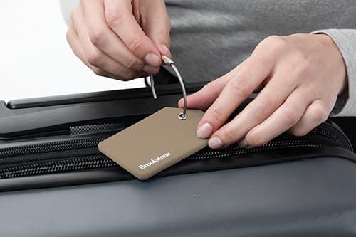 Brookstone Luggage Tags for Suitcases - 2 Pack Silicone Travel Accessories Suitcase Tags with Name Card & Steel Loop Fastener, Size One Size, Khaki 5