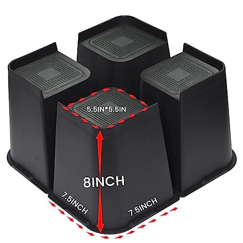 MYMULIKE Bed Risers 8 inch, Oversized Furniture Risers, Support Up to 6000 Lbs, Lift 8 inch for Couch, Sofa, Table,Chair (Black 4 Pack, 8 inch)